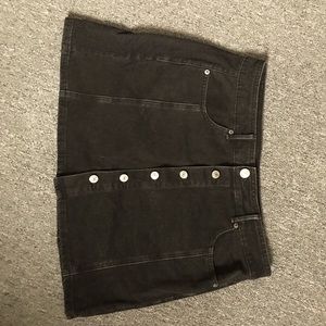 American Eagle Black denim mini button up skirt.